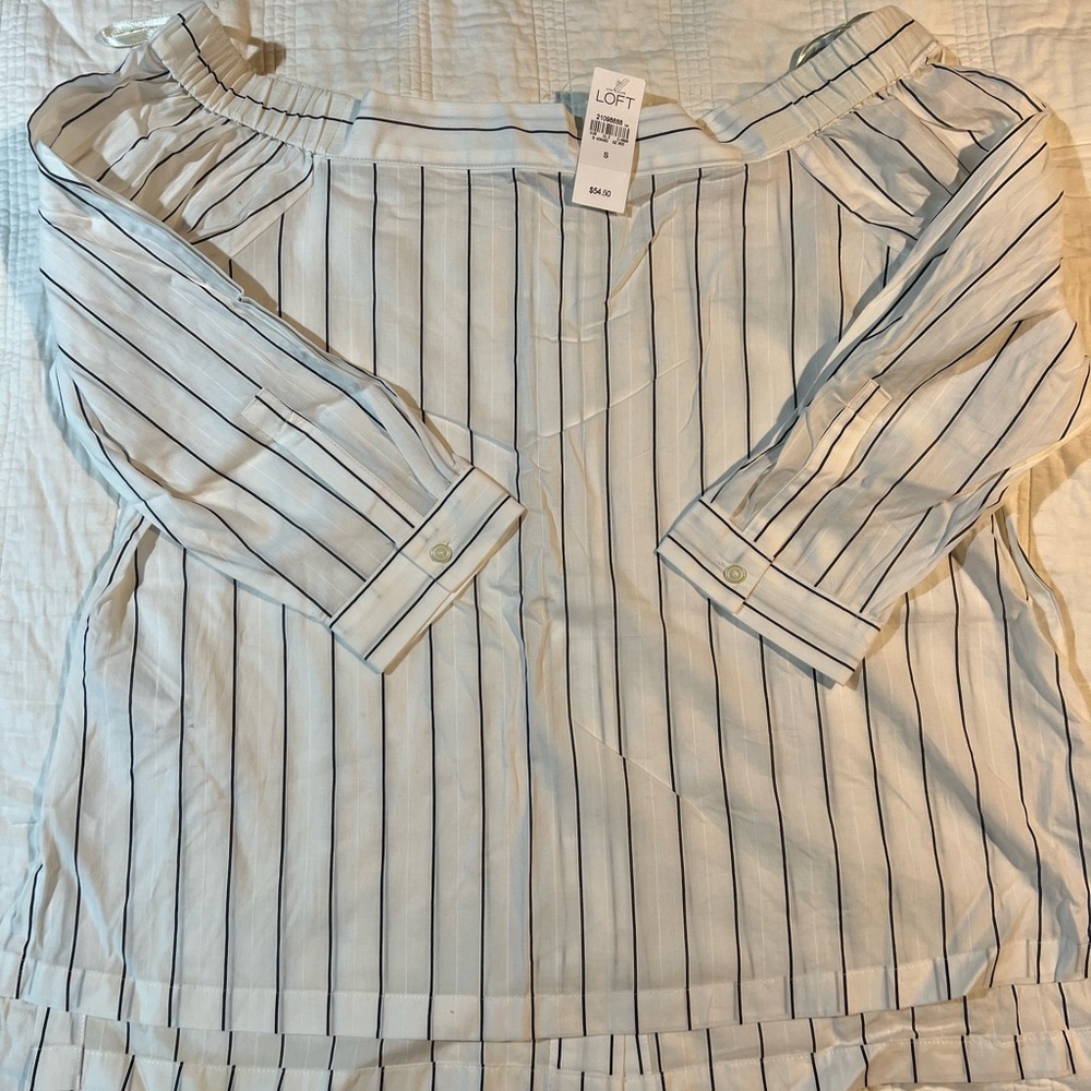 New with tags off the shoulder, striped loft blouse